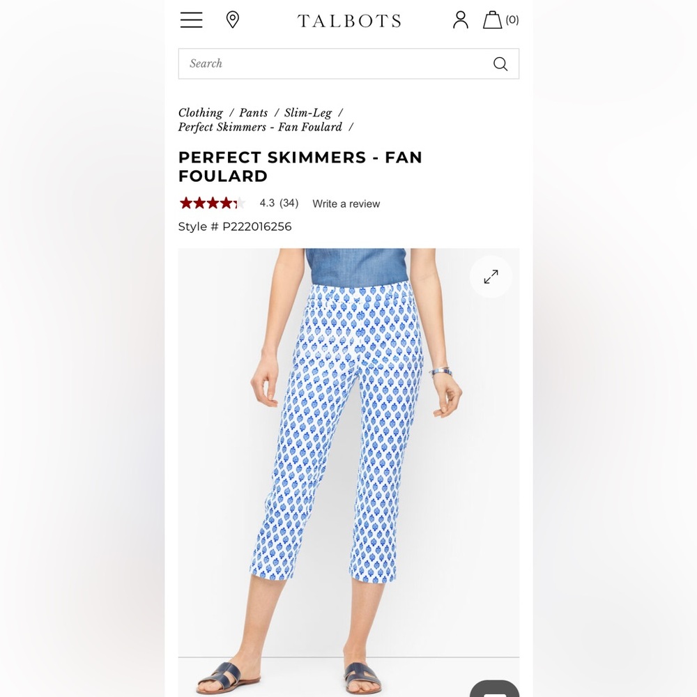 Talbots perfect skimmers -Fan Foulard. Worn 1x. Perfect condition. Retail 99.50